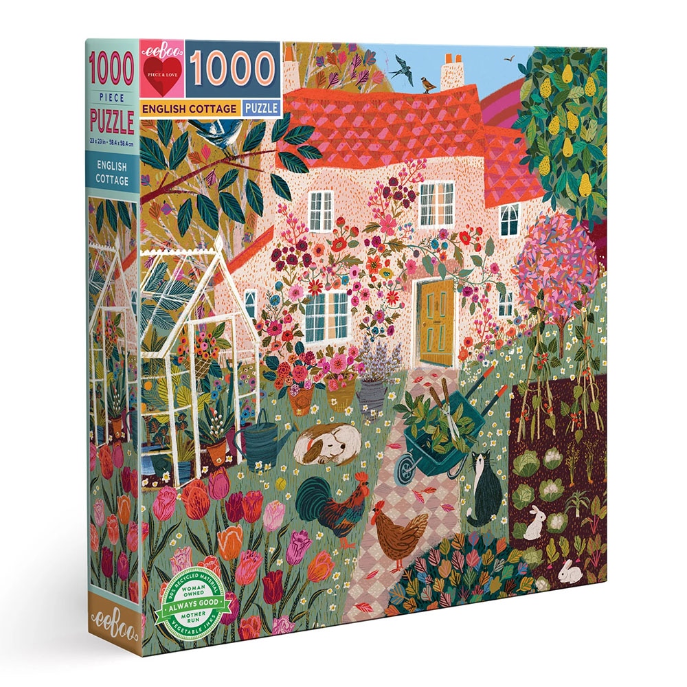 Eeboo, Puzzle, Gifts, 1000 piece, Jigsaw, English Cottage, 930780